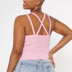 pink cross back tank top
